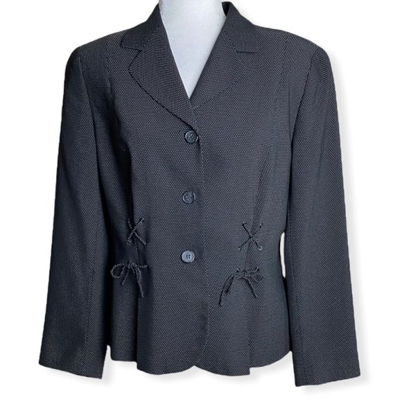 Anne Klein Jackets & Blazers - Anne Klein Petite Polka Dot Black Blazer Jacket Womens Sz 12